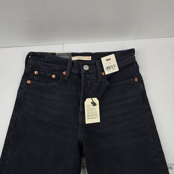 Levi's Wedgie High Rise Tapered Jeans Black Size 24 NWT 4261 button fly - Picture 2 of 15